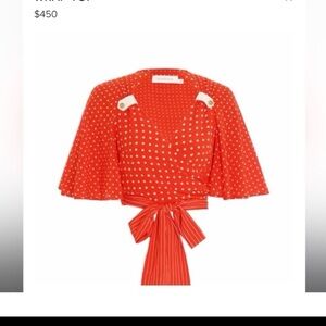 Zimmermann White and Red Polka Dot Wrap Top size AU 1